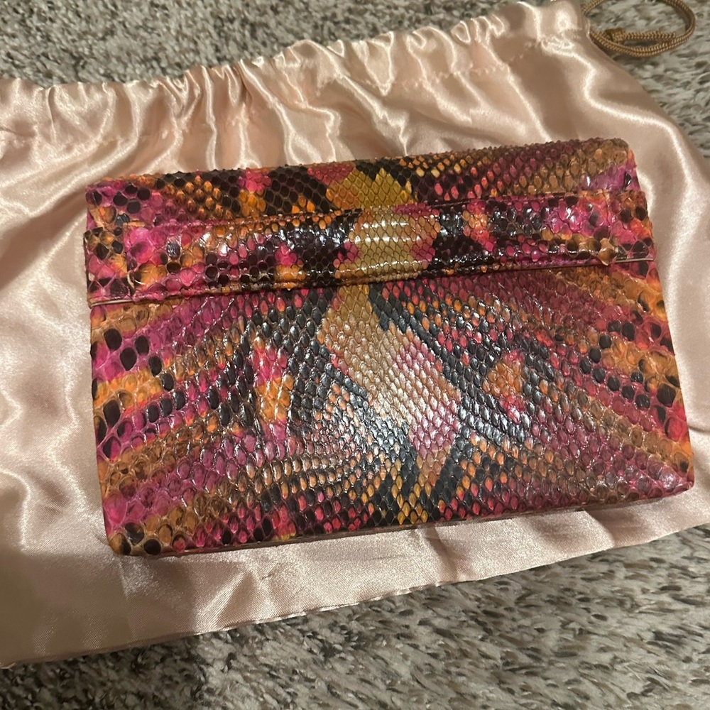 Chanel Python Pink Multicolor Clutch Reissue - image 2